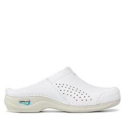 Klapki Nursing Care. Białe klapki Nursing Care, bez wzorów, bez obcasa, bez zapięcia. Za 299.99 zł.