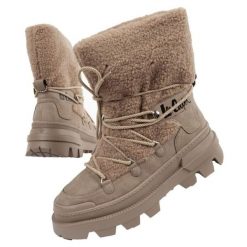 Buty śniegowce Lee Cooper LCJ-24-47-3149L beżowy. Brązowe śniegowce bez wzorów, z materiału, przed kolano, bez zapięcia. Za 377.69 zł.