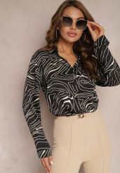 Czarna Koszula o Klasycznym Kroju w Abstrakcyjny Print Kastar. Czarne koszule Renee, l, bez wzorów, biznesowe, bez kołnierzyka, bez ramiączek. Za 99.99 zł.