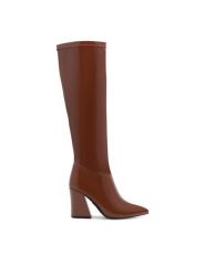 Nine West Kozaki SHARLEEZ 13196H Brązowy. Brązowe kozaki Nine West, bez wzorów, z tworzywa sztucznego, bez obcasa, na słupku, bez zapięcia. Za 329.99 zł.