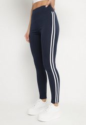 Granatowe Legginsy z Ozdobnymi Lampasami Janiaima. Niebieskie legginsy Born2be, bez wzorów, z jeansu, klasyczne. W wyprzedaży za 25.49 zł.