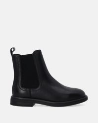 KLASYCZNE CZARNE SZTYBLETY B001LEBLOBB064. Czarne botki Venezia, bez wzorów, ze skóry, klasyczne, bez obcasa, bez zapięcia. Za 319.00 zł.
