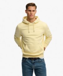 Superdry Bluza z kapturem Essential Logo luźny krój z bawełną i recyklingiem. Żółte bluzy Superdry, xl, bez wzorów, z bawełny, casualowe, bez ramiączek, z kapturem. Za 336.85 zł.