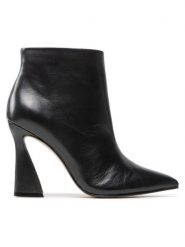 Simple Botki SL-04-02-000100 Czarny. Czarne botki Simple, bez wzorów, ze skóry, bez obcasa, na słupku, bez zapięcia. Za 299.99 zł.