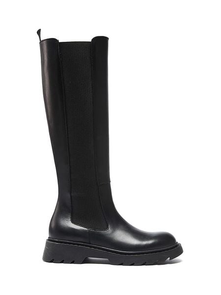 Frank Daniel Skórzane kozaki w kolorze czarnym rozmiar: 41. Czarne kozaki Frank Daniel, na zimę, bez wzorów, bez obcasa, bez zapięcia. Za 648.95 zł.