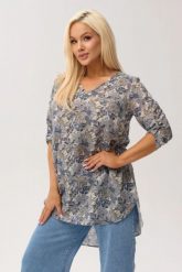 Asymetryczna tunika damska Luma z wydłużonym tyłem i dekoltem V PLUS SIZE XXL OVERSIZE WIOSNA LATO. Tuniki Moda Size Plus Iwanek, plus size, bez wzorów, ze lnu, biznesowe, z asymetrycznym kołnierzem, bez ramiączek. Za 199.90 zł.