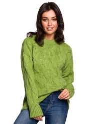 Be Wear Sweter w kolorze zielonym rozmiar: S/M. Zielone swetry Be Wear, m, bez wzorów, z wełny, bez ramiączek. Za 162.87 zł.
