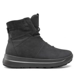 Botki ECCO. Czarne botki ECCO, bez wzorów, bez obcasa, na płaskiej podeszwie, bez zapięcia. Za 739.99 zł.