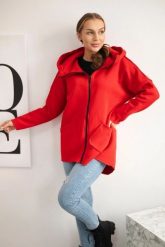 Bluza ocieplana z dłuższym tyłem i kieszeniami czerwona. Czerwone bluzy KESI, l, bez wzorów, z bawełny, bez ramiączek, bez kaptura. Za 198.65 zł.