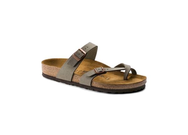 Klapki Birkenstock Mayari Damskie. Szare klapki Birkenstock, bez wzorów, z materiału, bez obcasa, bez zapięcia. Za 697.00 zł.