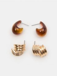 Kolczyki z błyszczącym wykończeniem 2 pack - wielobarwny. Kolczyki Sinsay. Za 12.99 zł.