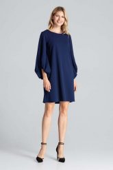 Granatowa Luźna Sukienka z Bufiastym Rękawem 3//4. Czarne sukienki Figl, l, bez wzorów, z elastanu, bez kołnierzyka, bez ramiączek. Za 269.00 zł.