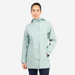 Długa kurtka żeglarska damska Tribord Sailing 500. Zielone kurtki Decathlon, l, bez wzorów, z materiału, sportowe, bez kaptura. Za 269.99 zł.