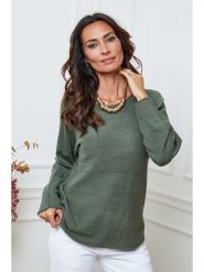 So Cachemire Sweter "Ianaz" w kolorze khaki rozmiar: XL. Brązowe swetry So Cachemire, xl, bez wzorów, ze splotem, bez ramiączek. Za 179.22 zł.