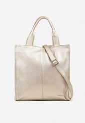 Złota Duża Torebka Shopper Tote z Regulowanym Paskiem Sorielleza. Żółte shopper bag Renee, bez wzorów, z jeansu, biznesowe, na ramię, duże, bez dodatków. W wyprzedaży za 135.99 zł.