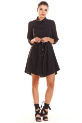 Sukienka koszulowa szmizjerka z asymetrycznym dołem czarna. Czarne sukienki Sukienki.shop, do pracy, l, bez wzorów, z elastanu, biznesowe, z asymetrycznym kołnierzem, bez ramiączek, asymetryczne. Za 249.00 zł.