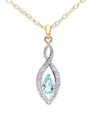 Revoni Złoty naszyjnik z diamentami i topazem - dł. 46 cm rozmiar: onesize. Niebieskie naszyjniki Revoni, z materiału, z diamentem, złote. Za 1,304.99 zł.