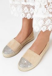 Beżowe Espadryle Nysalenia. Brązowe espadryle Born2be, bez wzorów, z okrągłym noskiem, bez obcasa. Za 99.99 zł.