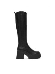 Buffalo Kozaki Mila Hi Boot 1220084 Czarny. Czarne kozaki Buffalo, bez wzorów, ze skóry, bez obcasa, na słupku, bez zapięcia. Za 439.99 zł.