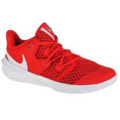 Buty do siatkówki damskie, Nike W Zoom Hyperspeed Court. Czerwone buty treningowe Nike, bez wzorów, z materiału, przed kostkę, bez zapięcia, do siatkówki. Za 329.99 zł.