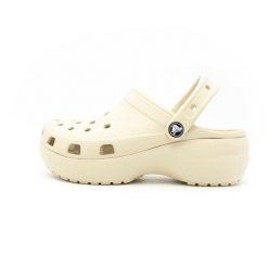 Buty do chodzenia damskie Crocs Classic Platform Clog. Brązowe buty treningowe Crocs, bez wzorów, z materiału, bez zapięcia, do pływania. Za 270.30 zł.