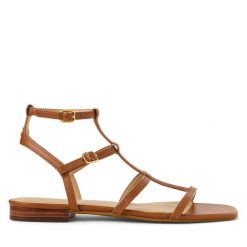 Sandały LAUREN RALPH LAUREN. Brązowe sandały Lauren Ralph Lauren, bez wzorów, bez obcasa, na płaskiej podeszwie, bez zapięcia. Za 669.99 zł.