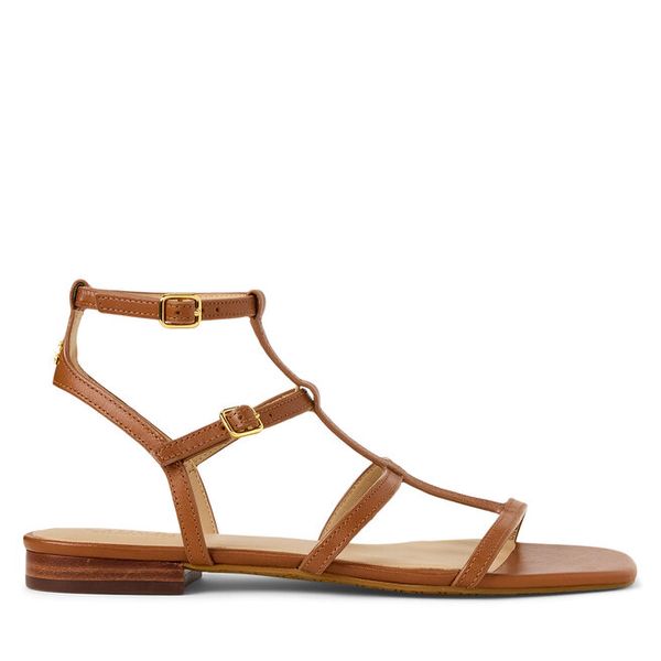 Sandały LAUREN RALPH LAUREN. Brązowe sandały Lauren Ralph Lauren, bez wzorów, bez obcasa, na płaskiej podeszwie, bez zapięcia. Za 439.99 zł.