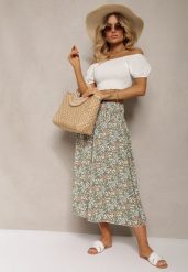 Zielone Szerokie Spodnie Culotte High Waist z Gumką w Talii Vikiisona. Zielone jeansy Renee, na lato, l, bez wzorów, z jeansu, z podwyższonym stanem. W wyprzedaży za 35.99 zł.