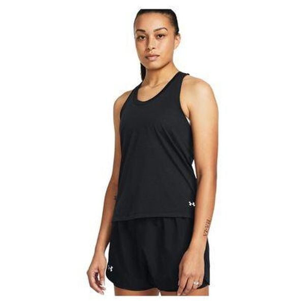 Tank top do biegania damski Under Armour Launch Singlet. Czarne topy Under Armour, xs, bez wzorów, sportowe, bez kołnierzyka, bez ramiączek. Za 89.99 zł.