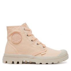 Trapery Palladium. Brązowe traperki Palladium, bez wzorów, bez obcasa, bez zapięcia. Za 309.99 zł.