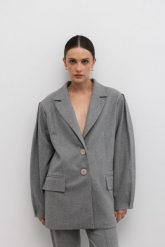 Wełniana marynarka w kolorze SZARYM - CADIZ-M/L. Szare marynarki i żakiety Marsala, l, bez wzorów, z acetatu, eleganckie, bez ramiączek. W wyprzedaży za 479.96 zł.