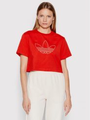 Adidas T-Shirt HK5175 Czerwony Loose Fit. Czerwone t-shirty adidas, bez wzorów, z bawełny, bez kołnierzyka, bez ramiączek. Za 139.99 zł.