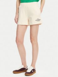 Tommy Hilfiger Szorty sportowe WW0WW45518 Beżowy Regular Fit. Brązowe szorty sportowe Tommy Hilfiger, bez wzorów, z bawełny. Za 269.99 zł.