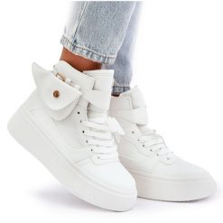 Wysokie Sneakersy Z Saszetką Na Platformie Białe. Białe nerki i saszetki bez wzorów, ze skóry, klasyczne, małe, bez dodatków. Za 170.48 zł.