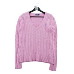 Second life - Sweter damski z wełny i kaszmiru Polo Ralph Lauren - Jak nowy. Czerwone swetry Ralph Lauren, l, bez wzorów, z kaszmiru, sportowe, bez ramiączek. Za 298.16 zł.