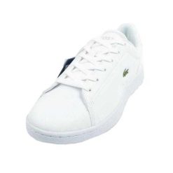 Trampki Damskie Skóra Carnaby. Białe trampki Lacoste, bez wzorów, z koronki, klasyczne, bez zapięcia. Za 486.99 zł.
