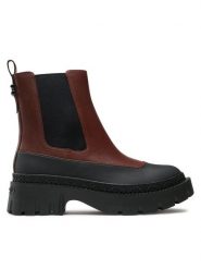 Coach Botki Jayla Leather Bootie CM770 Brązowy. Brązowe botki Coach, bez wzorów, ze skóry, bez obcasa, na płaskiej podeszwie, bez zapięcia. Za 819.99 zł.