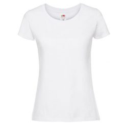 Koszulka Damska Iconic 195 Premium Ringspun Cotton T-shirt. Białe t-shirty fruit of the loom, l, bez wzorów, sportowe, bez kołnierzyka, bez ramiączek. Za 31.99 zł.