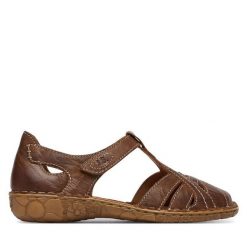 Sandały Josef Seibel. Brązowe sandały Josef Seibel, bez wzorów, bez obcasa, na płaskiej podeszwie, bez zapięcia. Za 339.99 zł.
