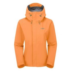 Kurtka przeciwdeszczowa damska Rab Women's Downpour Jacket z kapturem. Brązowe kurtki RAB, s, bez wzorów, z kapturem, trekkingowe. Za 439.99 zł.