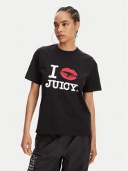Juicy Couture T-Shirt I Kiss JCWCT125348 Czarny Oversize. Czarne t-shirty Juicy Couture, xl, bez wzorów, z bawełny, bez kołnierzyka, bez ramiączek. Za 129.99 zł.