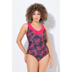 Damski Strój kąpielowy papugi miękkie miseczki. Czarne stroje jednoczęściowe Ulla Popken, bez wzorów, z elastanu, sportowe. Za 244.99 zł.