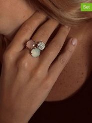 Les Petites Précieuses Pozłacane pierścionki (3 szt.) z kamieniami szlachetnymi rozmiar: 60. Szare pierścionki Les Petites Précieuses, z cyrkonią, pozłacane. Za 500.38 zł.