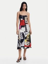 Desigual Sukienka codzienna Newspaper Coll 25SWVK40 Kolorowy Regular Fit. Sukienki Desigual, na co dzień, m, bez wzorów, z syntetyku, bez kołnierzyka, bez ramiączek, proste. Za 319.99 zł.