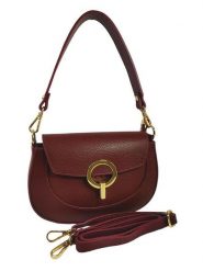 ORE10 Skórzana torebka "Stross" w kolorze ciemnoczerwonym - 24 x 16 x 5 cm rozmiar: onesize. Czerwone torebki klasyczne ORE10, bez wzorów, z materiału, przez ramię, bez dodatków. Za 217.99 zł.