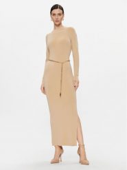 MICHAEL Michael Kors Sukienka dzianinowa MF381UN4VR Beżowy Slim Fit. Brązowe sukienki MICHAEL Michael Kors, xs, bez wzorów, z dzianiny, bez kołnierzyka, bez ramiączek. Za 1,849.00 zł.