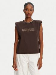 Patrizia Pepe T-Shirt 2M4423/J274-B825 Brązowy Regular Fit. Brązowe t-shirty Patrizia Pepe, m, bez wzorów, z bawełny, bez kołnierzyka, bez ramiączek. Za 481.95 zł.