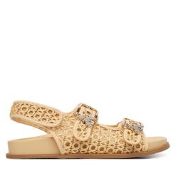 Sandały Patrizia Pepe. Brązowe sandały Patrizia Pepe, bez wzorów, bez obcasa, na płaskiej podeszwie, bez zapięcia. Za 579.99 zł.