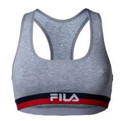 . Szare biustonosze sportowe Fila, bez wzorów, do biegania. Za 34.99 zł.