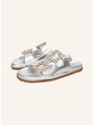 MELVIN & HAMILTON Skórzane klapki "Eve 1" w kolorze srebrnym rozmiar: 35. Szare klapki Melvin & Hamilton, bez wzorów, klasyczne, z otwartym noskiem, bez obcasa, bez zapięcia. Za 334.60 zł.